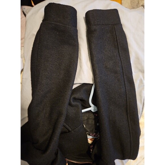 MinkPink Women’s Sz S Black Wool Blend Motorcycle Jacket Rose Gold Zipper Detail - Picture 7 of 8